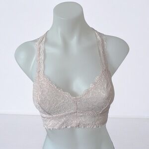 Black Bow Lace Bralette – Nude/Blush – Size S